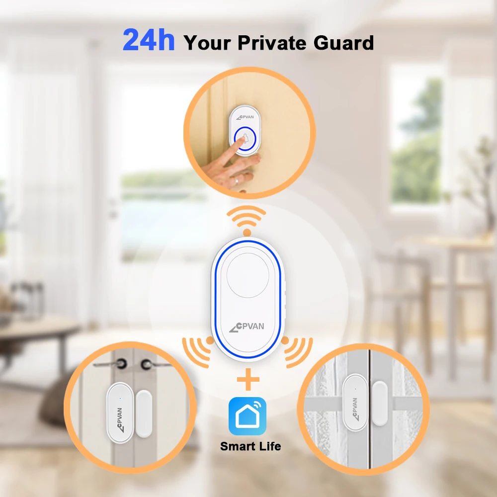 Waterproof Wireless Doorbell Tuya Smart Home Door Bell For Home Security Protect