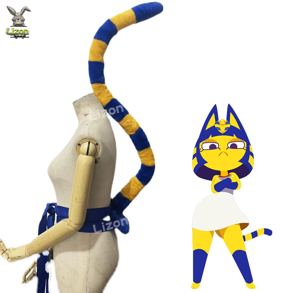 

Ankha From Animal Crossing Cosplay Costume Accessories Tail for Christmas Halloween Custom Made Yellow and Blue Animal Tail