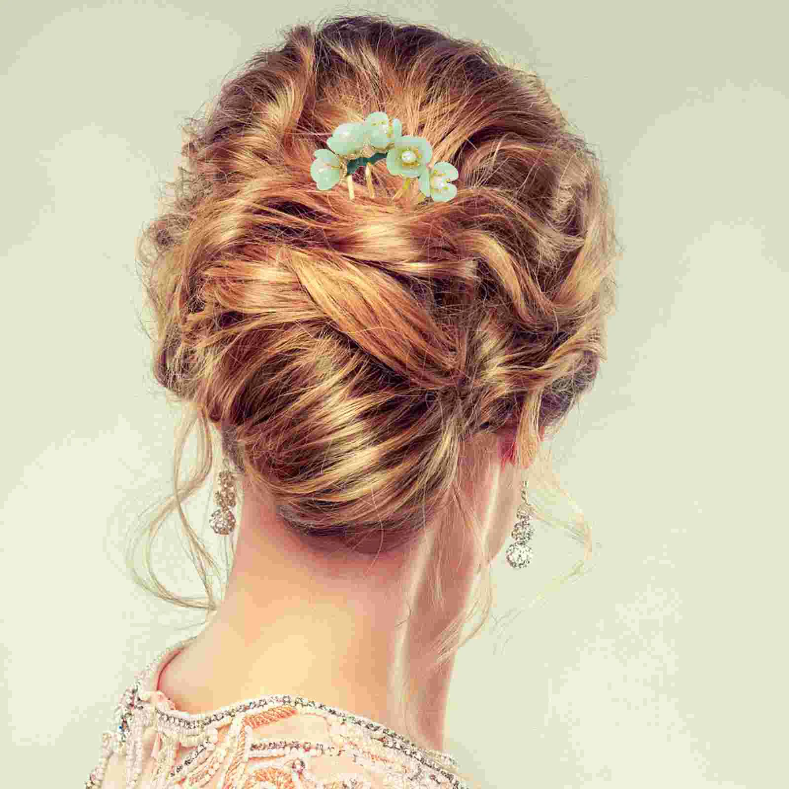 

Hairpin Traditional Chinese Flower Stick Hair Barrettes Hair Ancient Hanfu Headdress Natural Jade