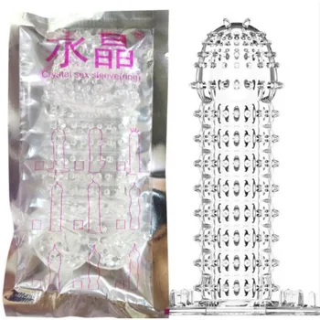 3D Large Particles Crystal Mace Penis Condoms with Spines Thick Penis Enlarger Delay Ejaculation Cock Ring for Sex Life Couples 1