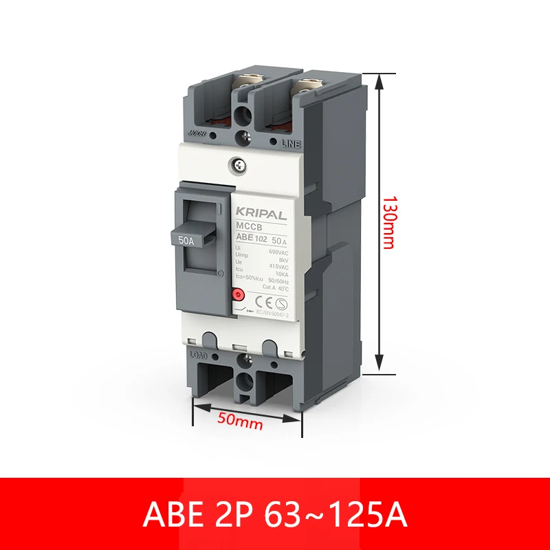 Circuit Breaker Kripal AC MCCB 63A 100A 125A 2P 3P Moulded Case Circuit Breaker Protector Safety Switch