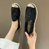 2025 New Elegent Flax Breathable Mesh Canvas Comfortable Women Elegent Weave Embroidery Pattern Shoes 4