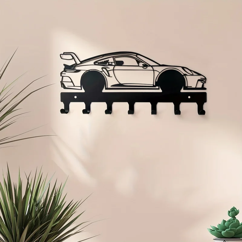Industrial Style Metal Car Key Holder Wall Mount Easy Installation Black Automotive Key Hooks Durable Coating Finish metal wall key holder