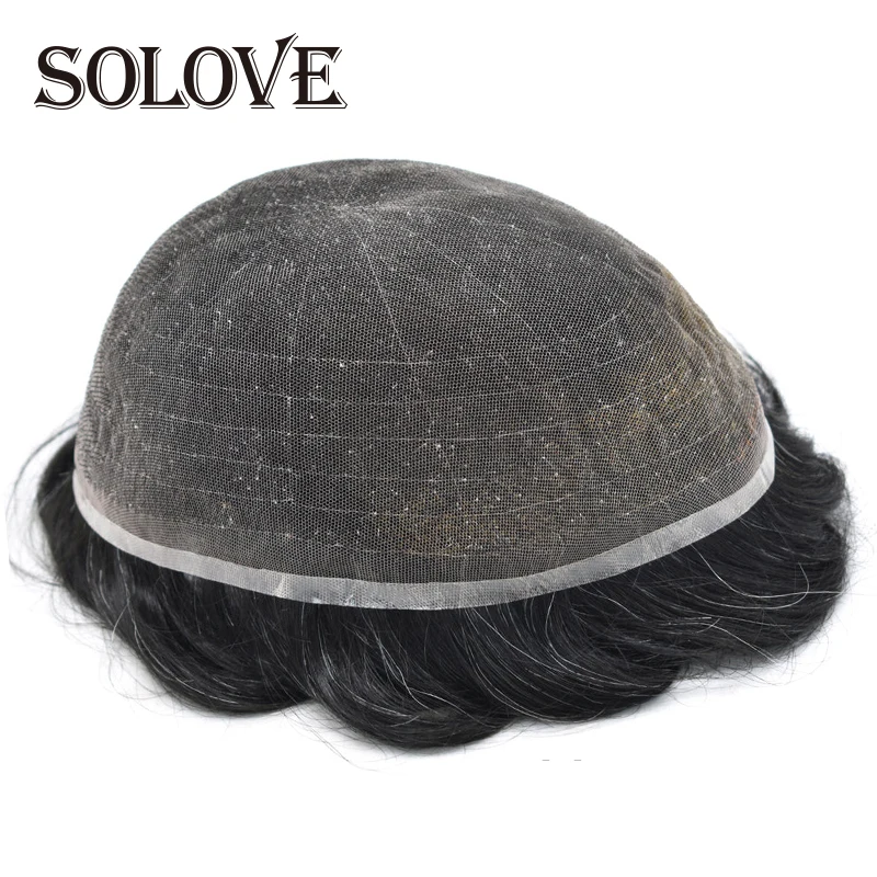 

Full Lace Toupee Men Breathable Capillary Prothesis Natural Hairpeice 6" Human Hair Replacement System Straight Wave Wig Man