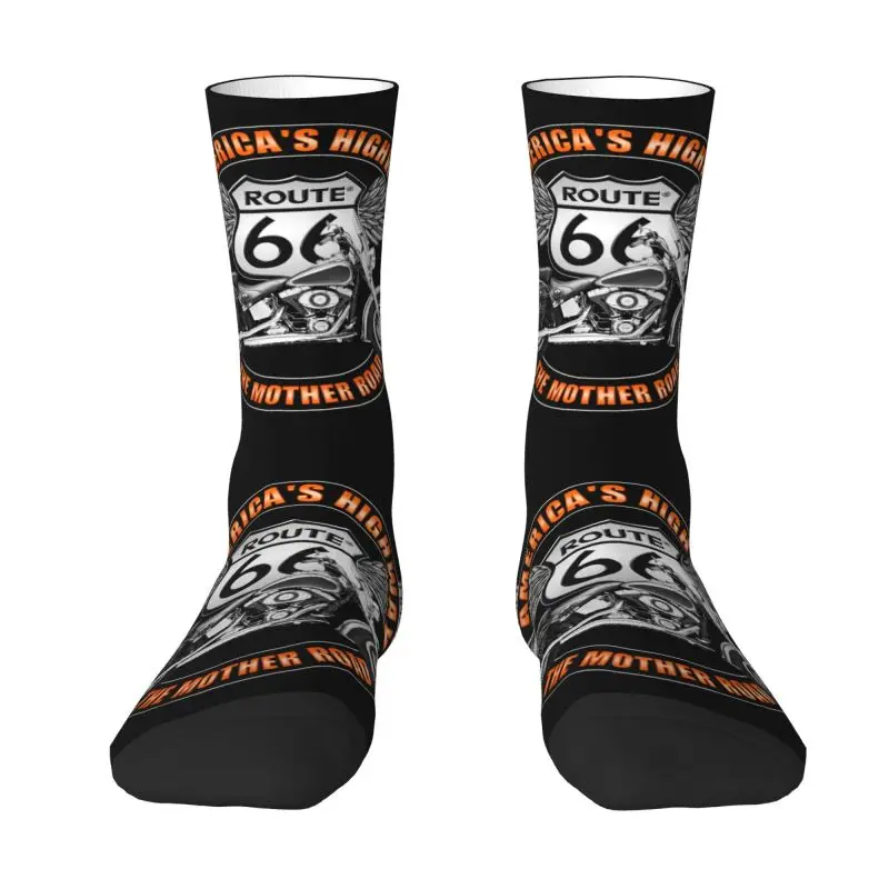 Cool Mens Americas Highway Route 66 Calzini Eleganti Unisex Warm Breathbale 3D Stampato Usa Highway Crew Socks