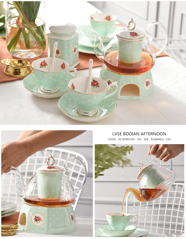 Théière en céramique avec passoire, théière et tasse en porcelaine  britannique vintage, verre chauffant pour bougies, tasses à café pour le  ménage - AliExpress