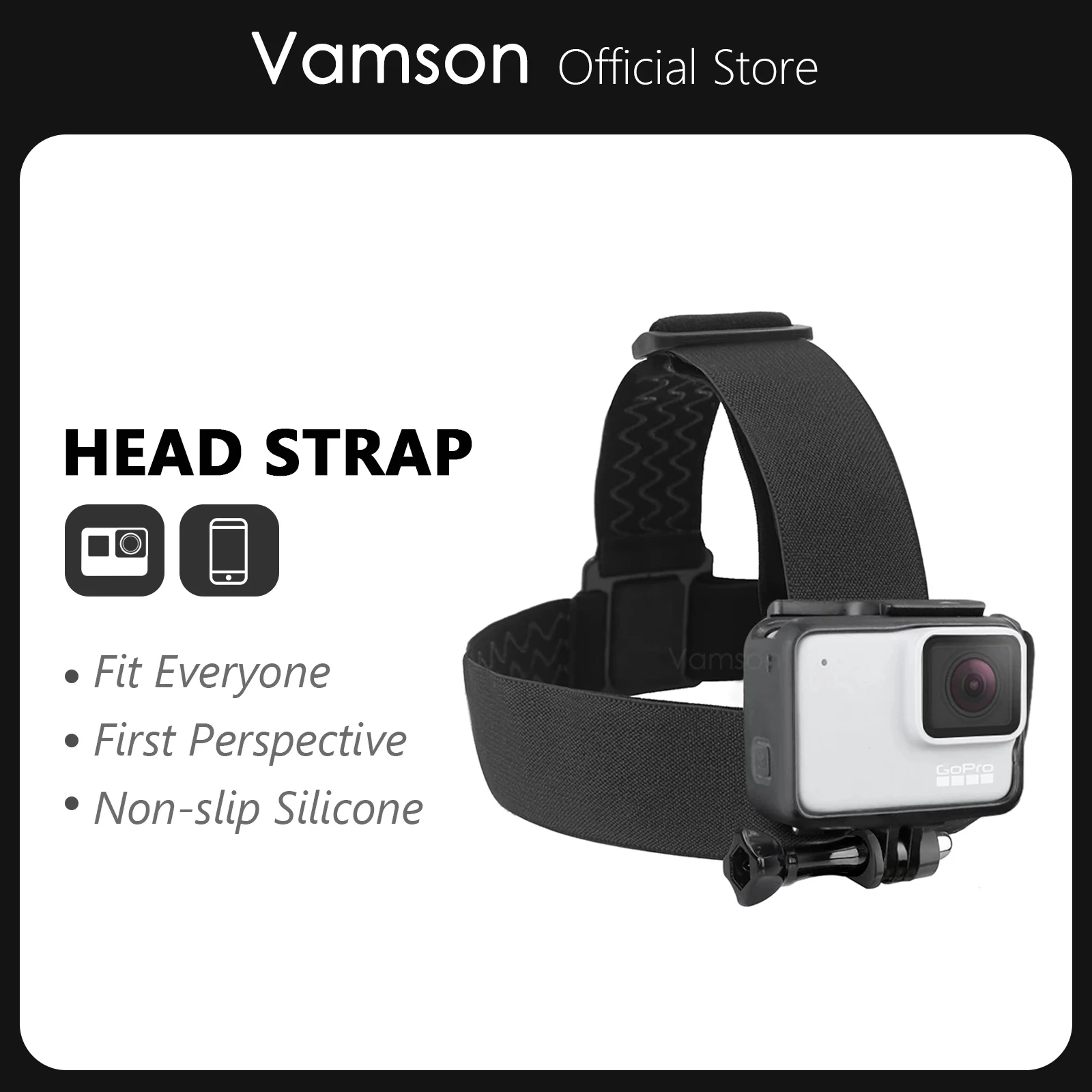 Vamson Per Gopro Accessori Per Montaggio Su Cinghia Per La Testa Regolabili Per Go Pro Hero 12 11 10 9 8 7 6 5 4 3 Per SJCAM Per Insta360 VP202 - Foto 9