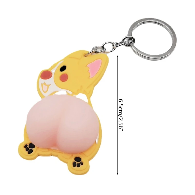 1PC Squeeze Butt Key Ring Fidget Butt Doll Cartoon Mini Keychain Squishy Ball Novelty Gift Interactive Anxiety Toy for Kids