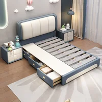 Lit de chambre rembourré pour enfants, mignon et esthétique, lit simple, tables de nuit, cadre français, accessoires pour la maison 3