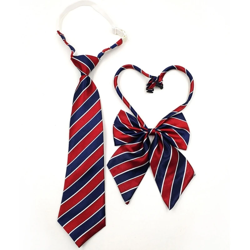 

Striped Pre-Tied Neckties Adjustable Tie Elastic Bands for Cosplays Costume Japanese School Uniform for Women Girls