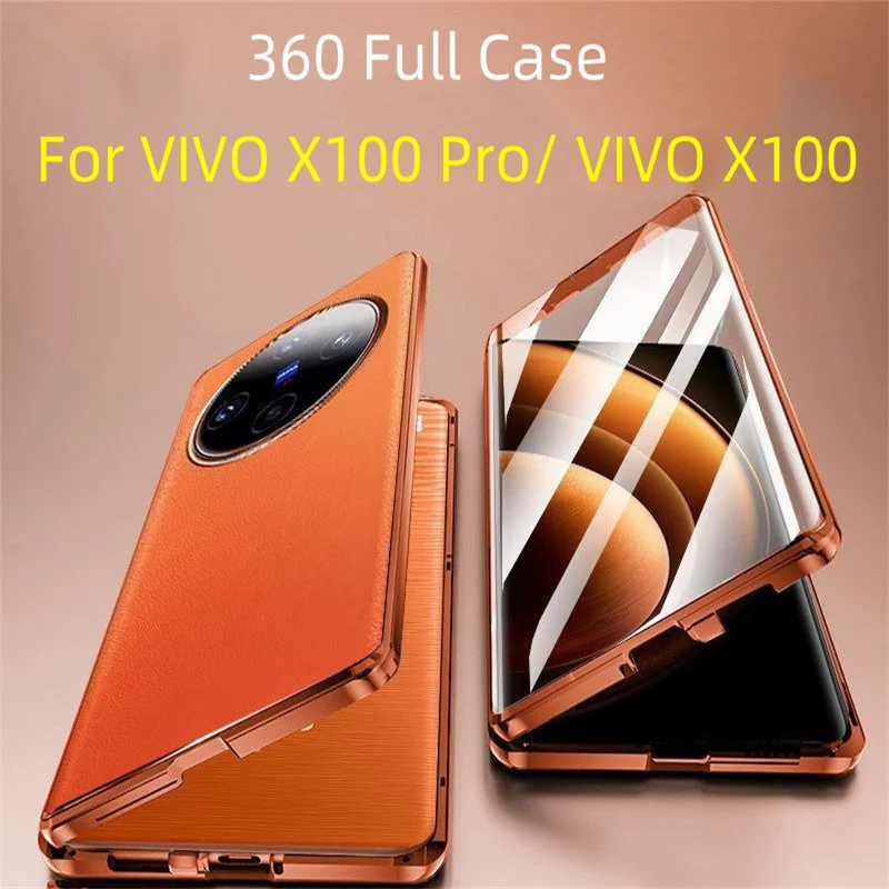 

360 Full Case For VIVO X100 Pro Double Sided Protection Tempered Glass Leather Cover For VIVO X100 Pro X 100 Shockproof Bumper