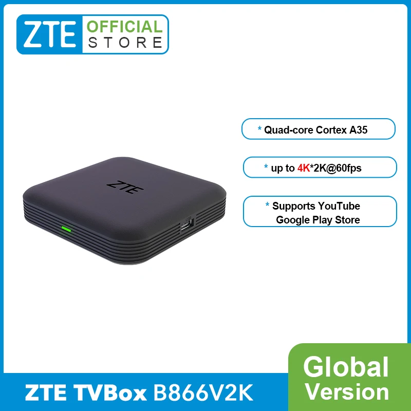 Global Version ZTE B866V2K TV Box 4K Ultra HD Streaming Media Player  Support Dolby Audio Voice Control Android TV