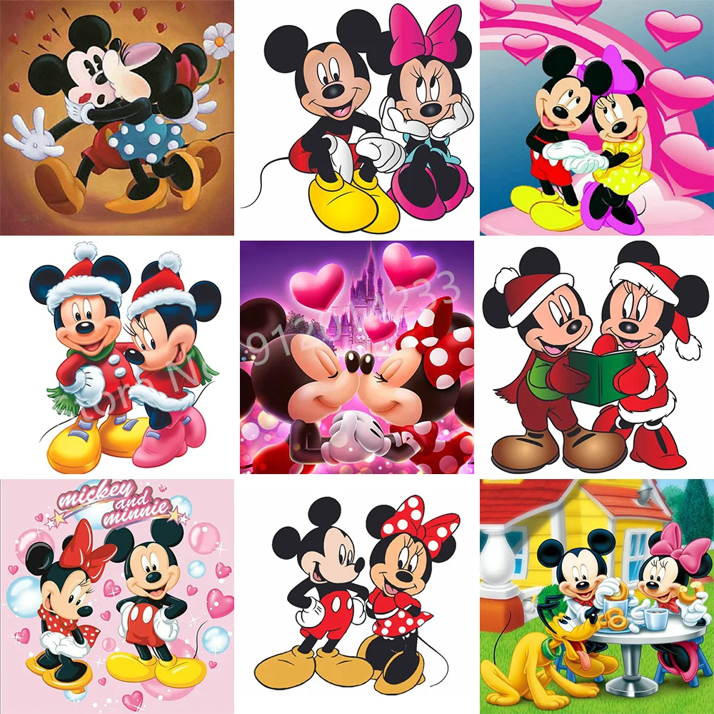 5D Diy Cartoon Disney Diamond Painting Mickey Mouse Minnie Full Drill Diamond Embroidery Mosaic Handicrafts Rhinestone Pictures