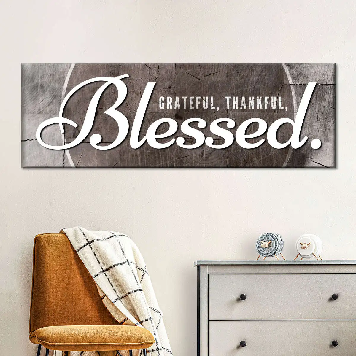 

Panoramic Blessed Grateful Typograph Landscape Canvas Painting Poster Home Decor Wall Art Decoration Picture For Living Bed Room