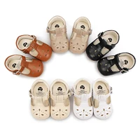 Citgeett Summer Infant Baby Girls Cute Solid Color Hollow-Out Soft Sole PU Leather Flats Shoes First Walkers Non-Slip Shoes 1