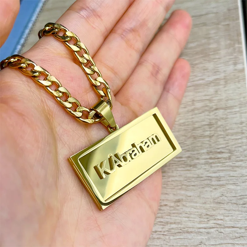 Kalung Huruf Hip Hop Nama Sesuai Pesanan Rantai Liontin Pengukir