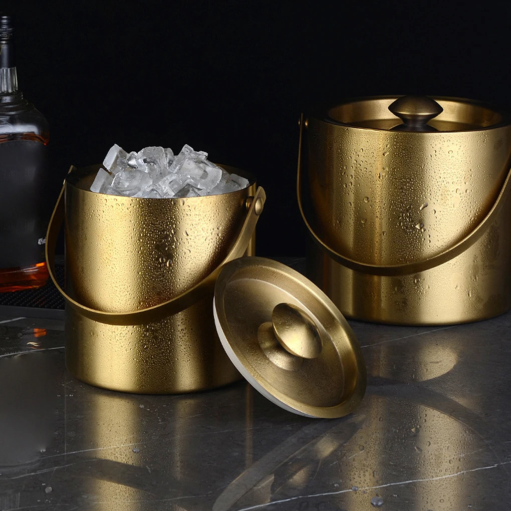 

Stay Cool And Classy Stainless Steel Ice Bucket With Lid Easy To Clean Drinking Experience