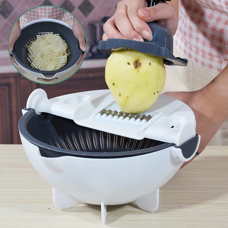 7-in-1 Magic Multifunctional Rotate Vegetable Cutter With Drain