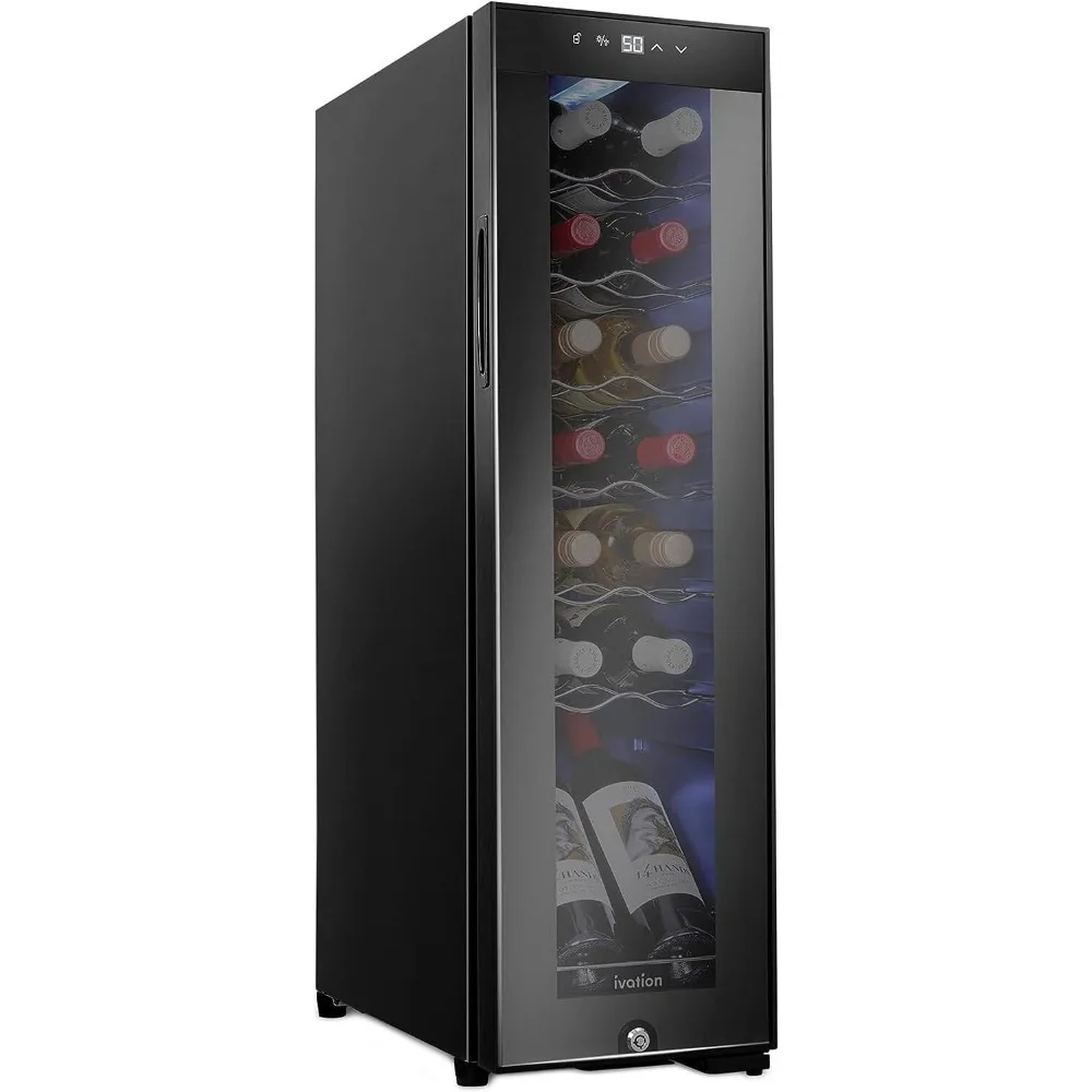 14 Bottle Compressor Wine Cooler Refrigerator w/Lock Large Freestanding Wine Cellar For Red, White, Champagne