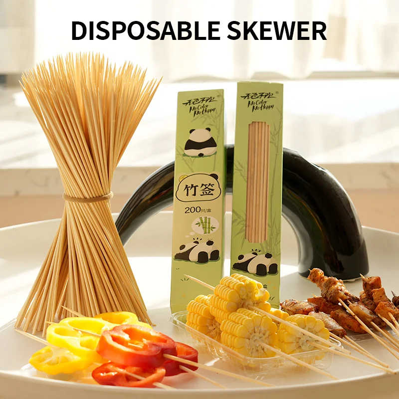 30CM Thin Bamboo Stick BBQ Sticks Bamboo Skewers Barbecue Fruit Stick Wooden Barbecue Skewer BBQ Skewers Chinese Panda Pattern bamboo sticks