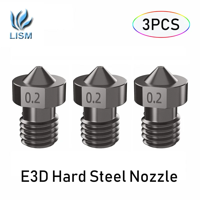 

3pcs 3D Printer Parts Hardened Steel Die Steel Nozzle 1.75mm 0.2/0.3/0.4/0.5mm For Ender3 E3D Hot End Titan Extruder Prusa i3