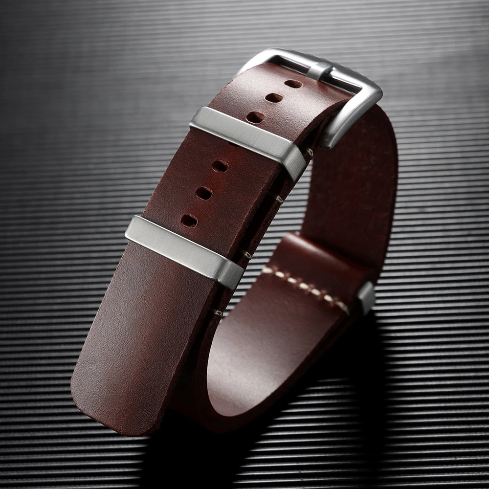 Premium Genuine Leather Watch Strap – One-Piece Adjustable Band, Replacement Accessory