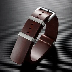Premium Genuine Leather Watch Strap - One - Piece Adjustable Band, Replacement Accessory - 22mm (Dark Brown)