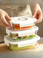 Automatic Vacuum High Boron Glass Crisper Food Grade Food Fruit Refrigerator Sealed Storage High Temperature Resistance 1