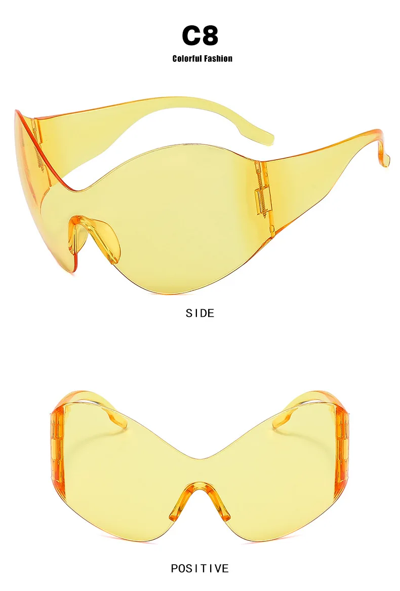 Steam Punk Randlose übergroße einteilige Damen-Sonnenbrille Markendesigner Herren Sonnenbrille Radfahren Wandern winddichte Schutzbrille UV400 – Detail 15