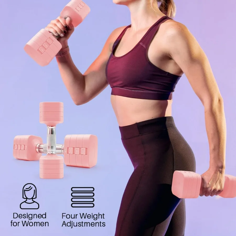 20LBS Adjustable Dumbbell Set, 4 in 1 Free Weights Dumbbells Set for,4lb 6lb 8lb 10lb, with Metal Non Slip Handle，Quick Change，H