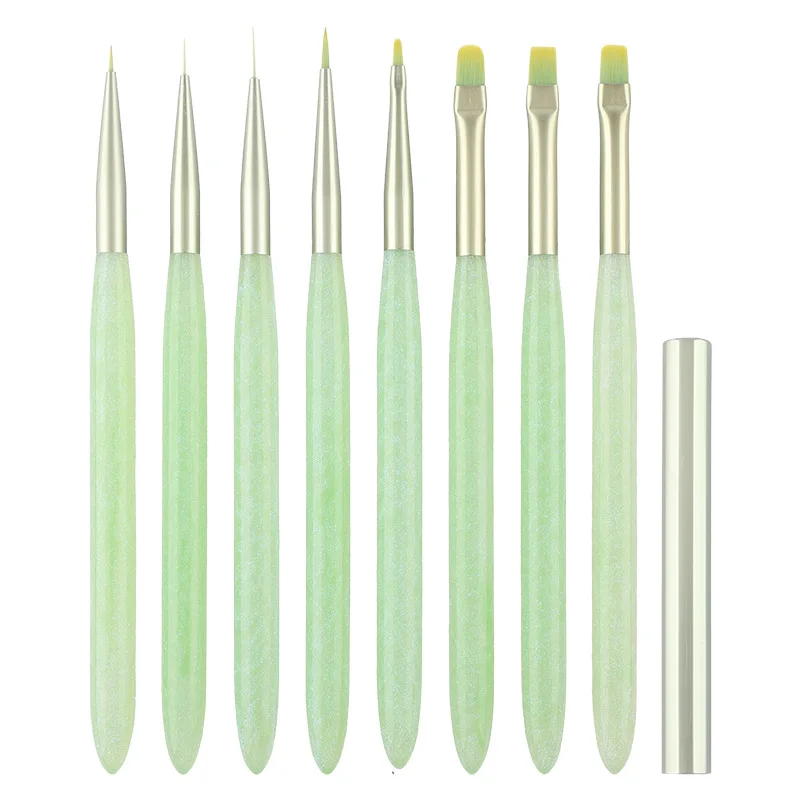 1PCS Green Nail Brush Nail Art Brush Line Painting Brushes Crystal Acrylic Thin Liner Drawing Pen 6