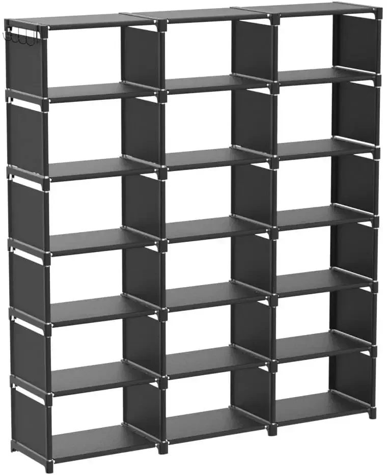 18-Cube Extra Large Book Shelf, DIY Cube Storage Organizer for Bedroom, Living Room, Home Office - Black