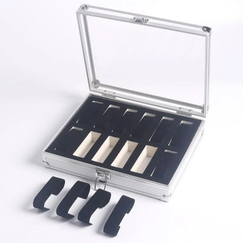 12/6 Grids Aluminum Alloy Display Watch Box Organizer Jewelry Storage Case Transparent Watch Stand Box For counter Shows