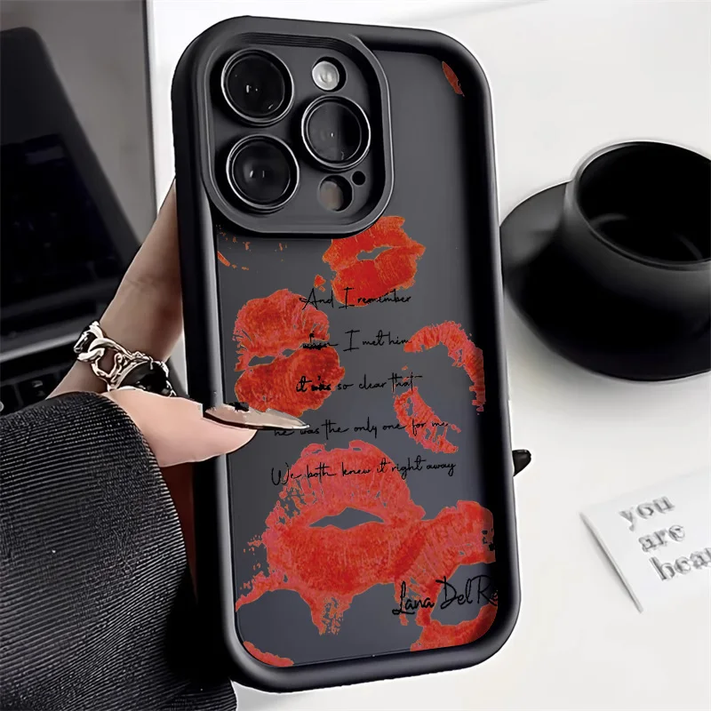Sexy Girl Red Lips Matte Case For iPhone 11 12 13 14 15 Pro Max X XR XS Max 7 8 15 14 Plus SE 2020 SE3 Soft TPU Back Cover Funda