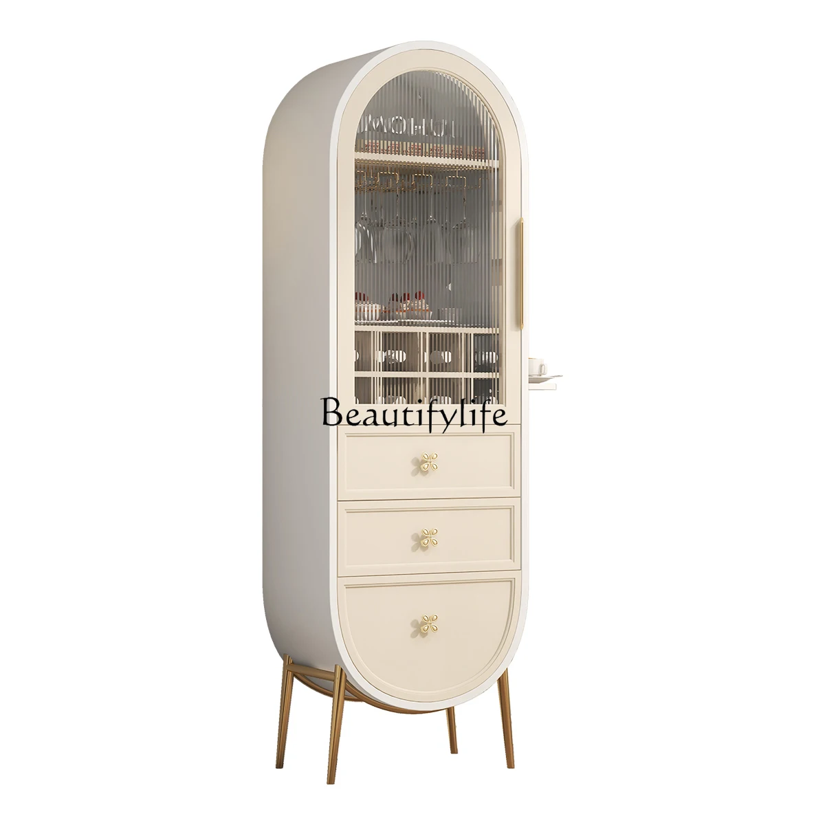 

Стеклянный шкаф для сувениров Changhong с одной дверью во французском кремовом стиле, многофункциональный шкаф-сервант для столовой