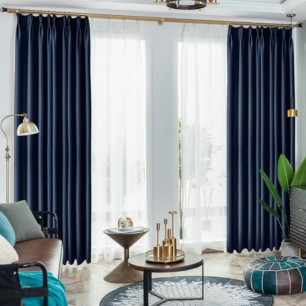 

Pinch Pleat Insulated 95% Navyout Patio Door Curtain Panel Drape for Traverse Rod and Track Luxury Home Decor Items Room Divider