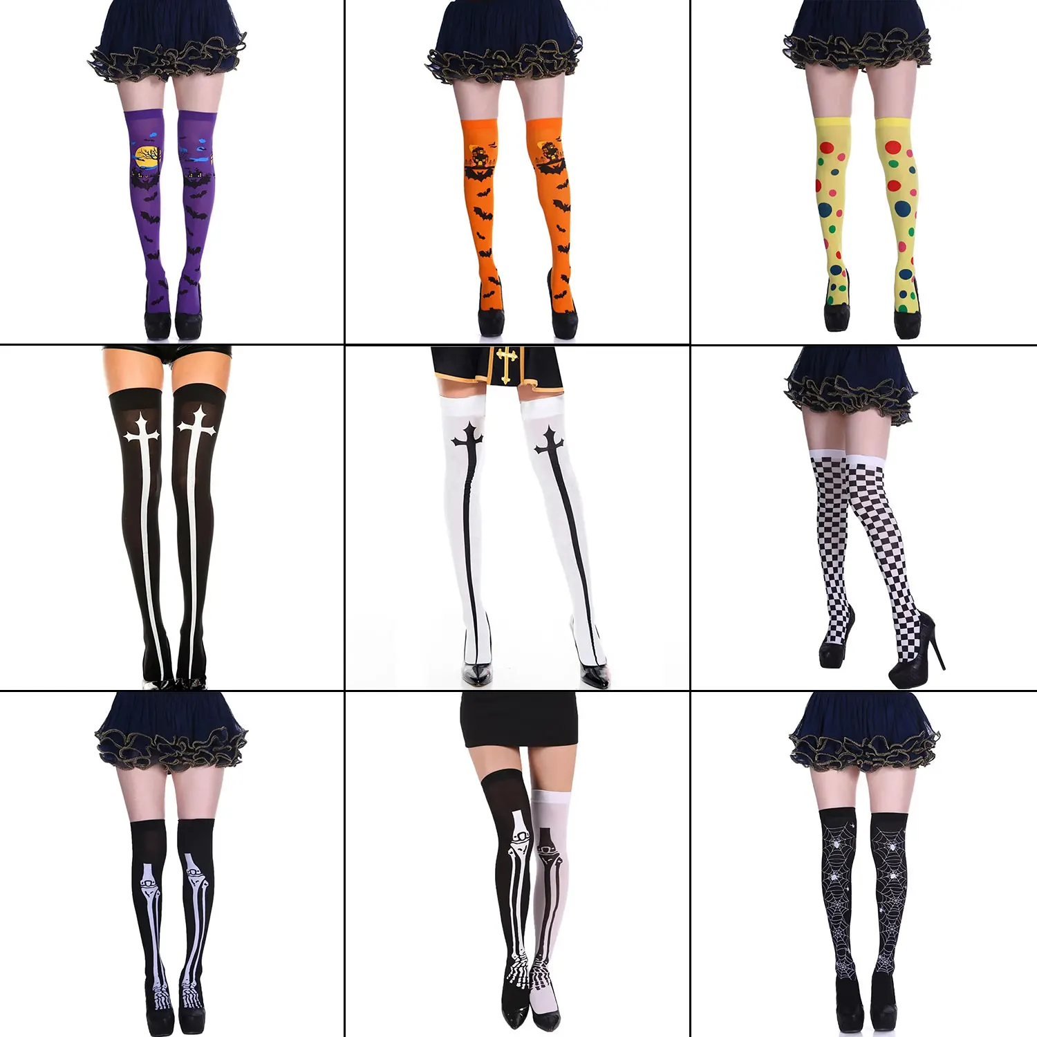 Adult Child Women Girls Halloween Costumes Cosplay Accessories Stockings Socks Skeleton Clown Nun Bat Print cotton socks women socks fishnet stockings women pantyhose lace stockings anime socks skin color tights cat paw socks anime stockings knee stockings