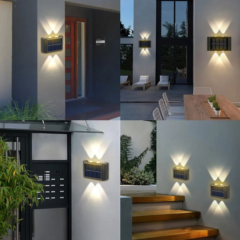 2PCS Outdoor Solar Light Waterproof IP65 Solar  LED Wall Lamp 600Mah Exterior solar lights For The Garden Street Stairs Lighting solar deck post lights