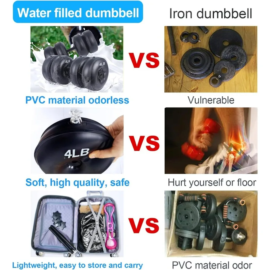 Water Filled Dumbbells Set - Water Filled Weights - Portable Travel Weights - Weights Adjustable Dumbbells - Portable Fitness Eq
