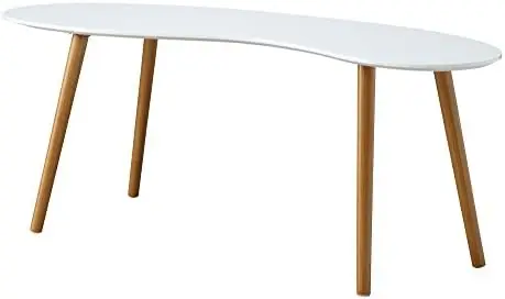 

Bean Shaped Coffee Table, White / Bamboo Small coffee table Table top Small end table Tea table Mesas End table for bedroom Blue