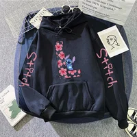 Sweatshirts Women's Winter Hoodies Cute Kawaii Disney Lilo & Stitch 26 English Letters Print Hoodie Fashion Couple Streetwear 2