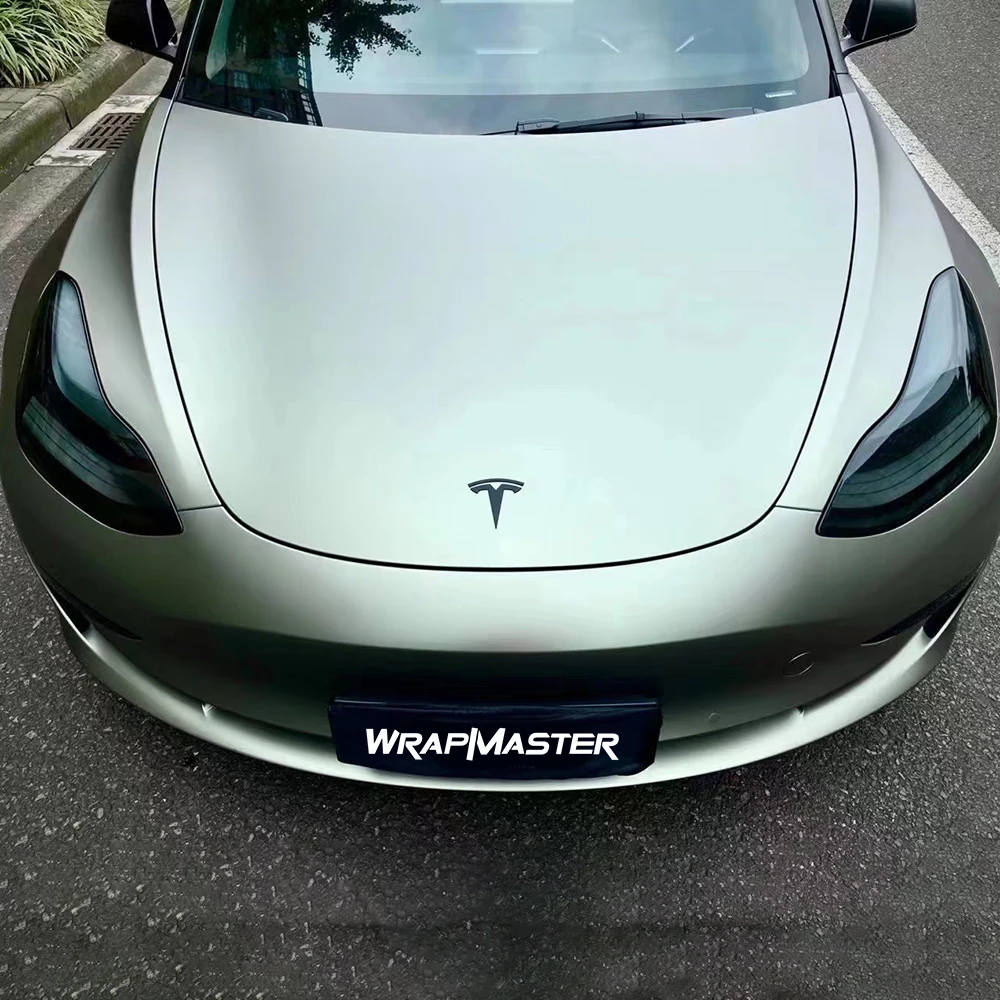 Parti dell'avvolgimento automatico dell'involucro automatico dell'involucro dell'auto ultral opaco personalizzato in fibra di carbonio verde grigio con rivestimento in PET - Colori dell'avvolgimento automatico personalizzati - immagine 6
