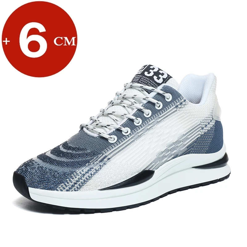 White Mesh Sneakers Lift Men Elevator Shoes Height Increase Insole 7CM High  Heel Sports Man