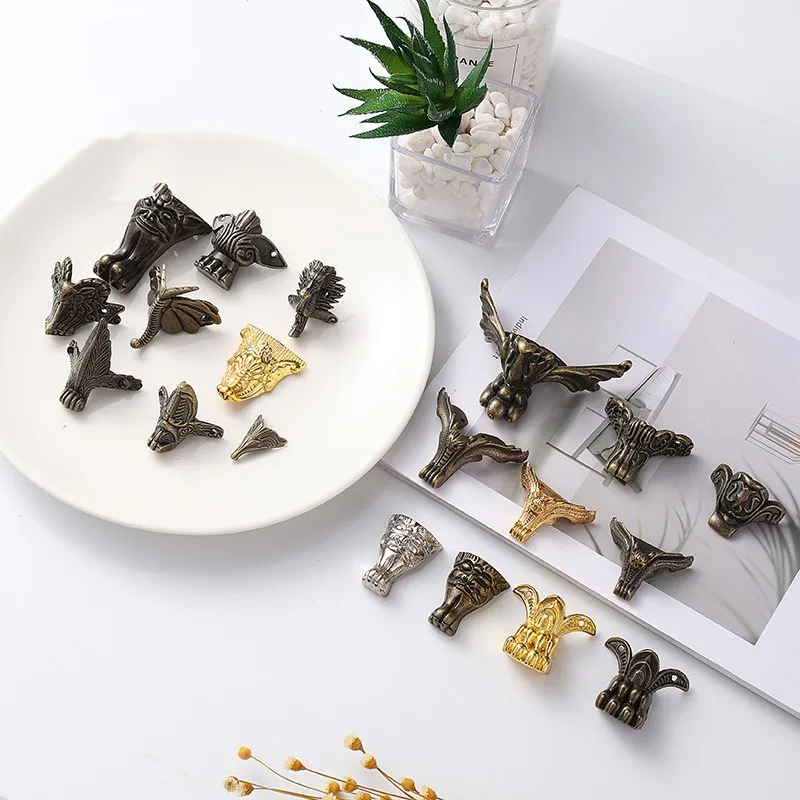 Vintage Alloy Corner Tea Tray Foot 1PC Ashtray Four Side Foot Support Bottom Corner Decorative Cover Code Multi-style Feet