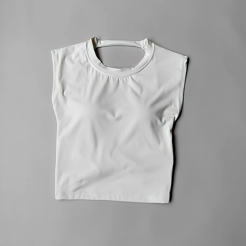 Women's Yoga T-Shirt – Breathable Backless Sports Shirt With Breast Support Tee