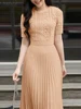 Elegant Women Desses 2025 Summer Lace Patchwork Dress Stylish Party Sundress ZANZEA Fashion Short Sleeve Pleated Work Vestidos