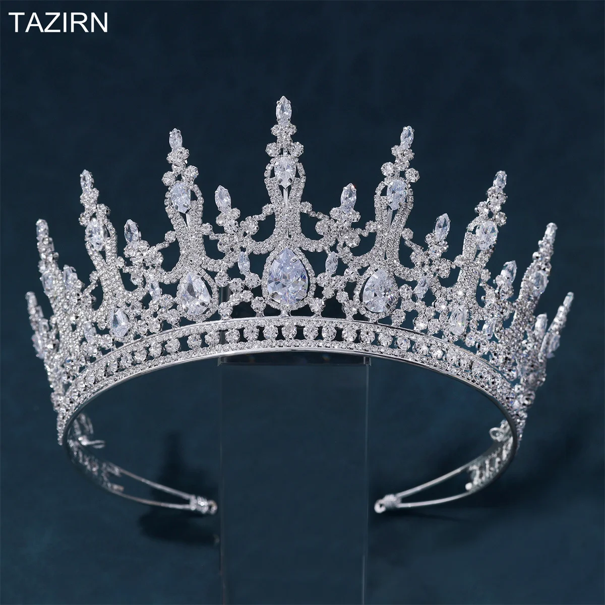 

Женская Корона из фианита TAZIRN, свадебная диадема с крупными кристаллами, 5 А