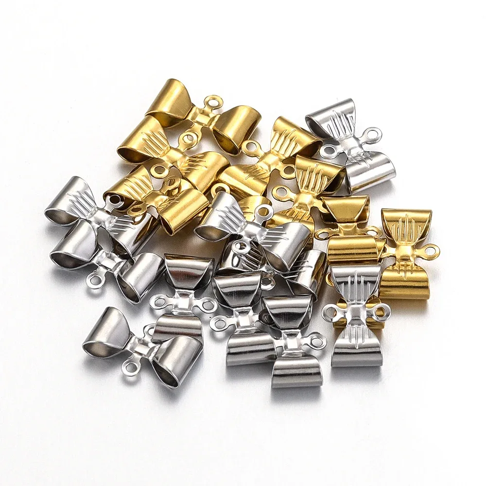 Stainless Steel Double Hole Bow Accessories Pendant DIY Necklace Bracelet Making Accessories 1