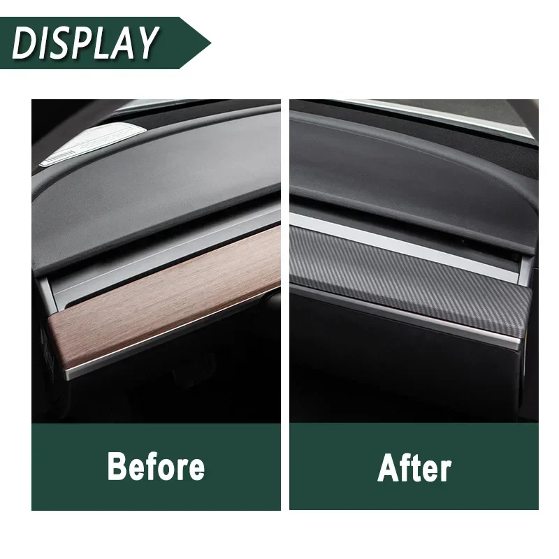 Dashboard Panel Stickers Center Console & Door Decor Trim For Tesla Model 3 Y 2021-2023 ABS Decals Carbon Fiber Look