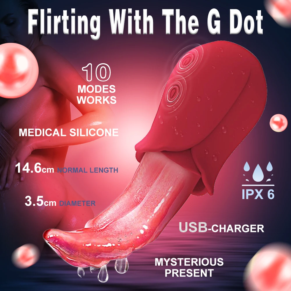 Women Vibrator Tongue Licking Machine Clitoris Stimulator G-Spot Vagina Sucker Anal Nipple Adult Erotic Sex Toy